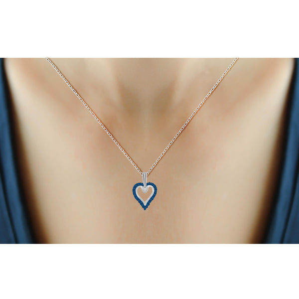 JewelonFire Blue Diamond Accent Sterling Silver Heart Pendant