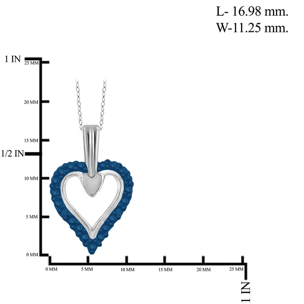 JewelonFire Blue Diamond Accent Sterling Silver Heart Pendant