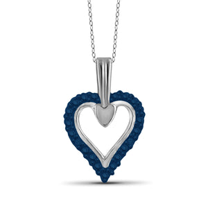 JewelonFire Blue Diamond Accent Sterling Silver Heart Pendant