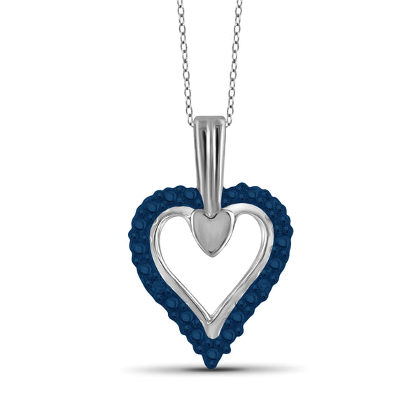 JewelonFire Blue Diamond Accent Sterling Silver Heart Pendant