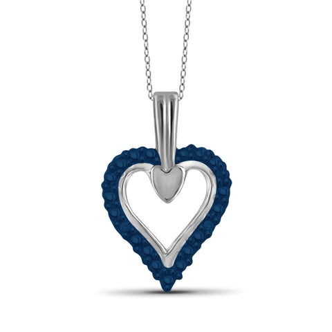 JewelonFire Blue Diamond Accent Sterling Silver Heart Pendant