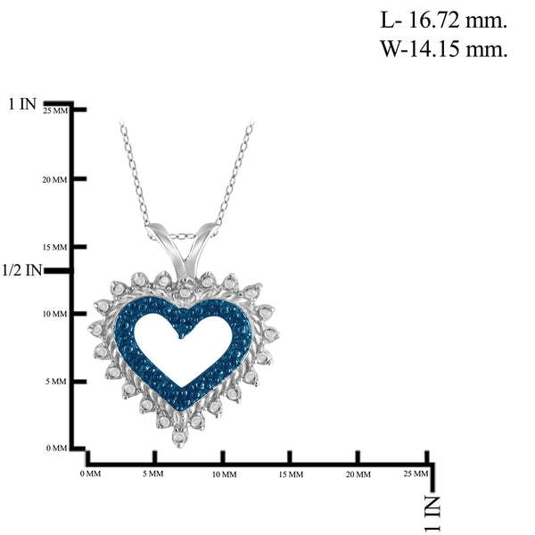 JewelonFire Blue Diamond Accent Sterling Silver Heart Pendant