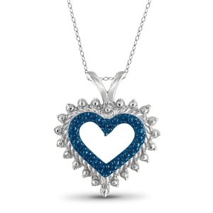 JewelonFire Blue Diamond Accent Sterling Silver Heart Pendant