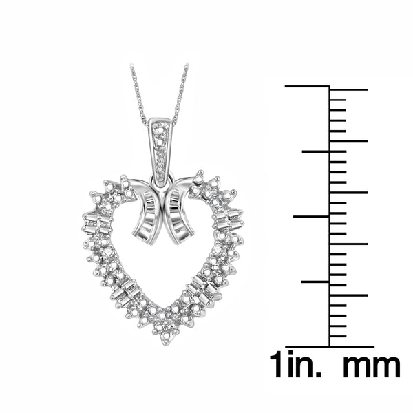 JewelonFire Accent White Diamond Heart Pendant in Sterling Silver