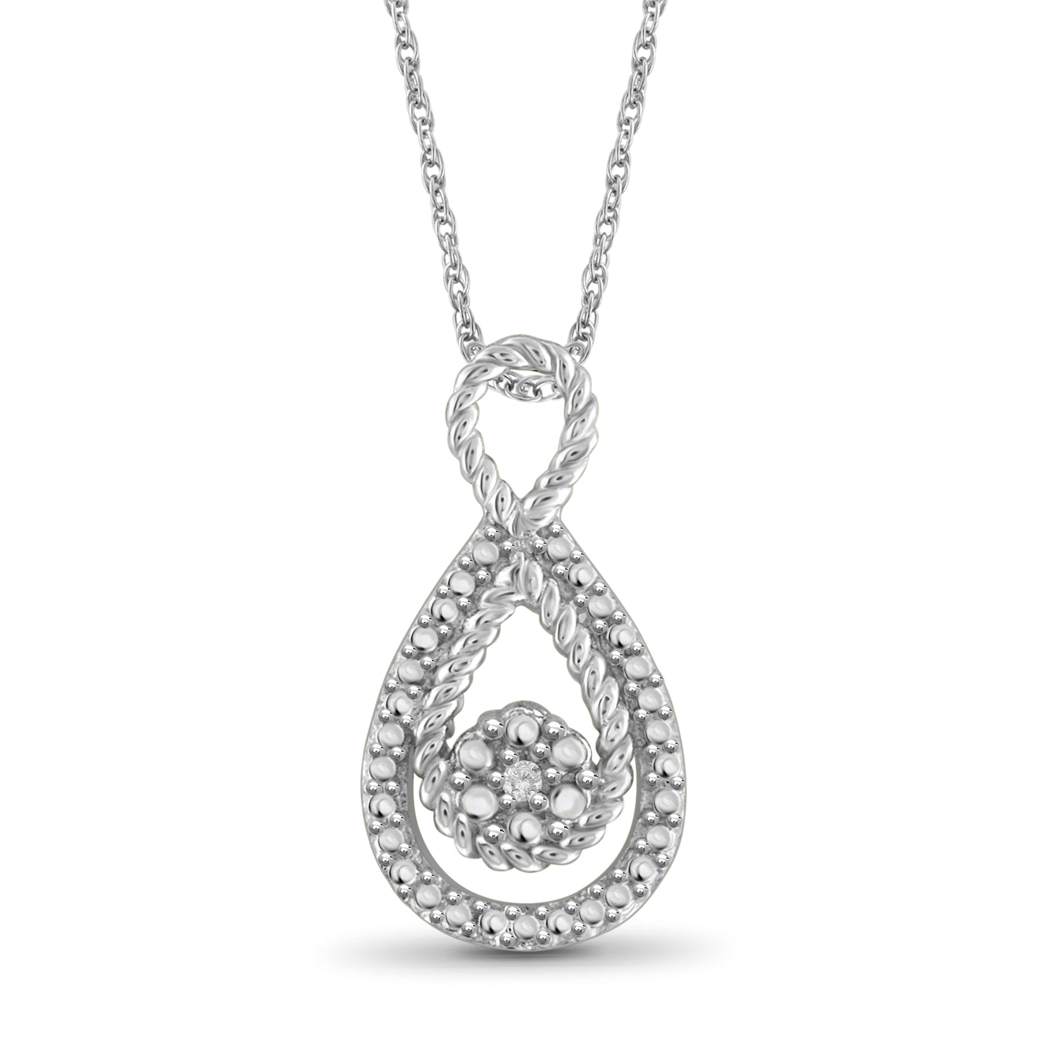 JewelonFire Accent White Diamond Infinity Pendant in Sterling Silver