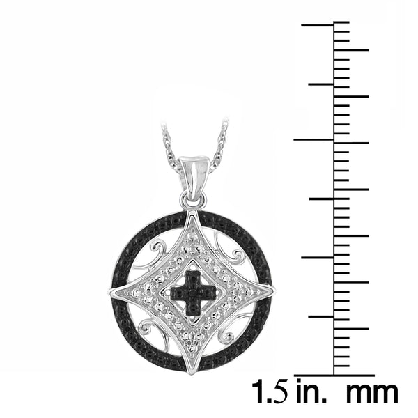 JewelonFire Accent Black And White Diamond Pendant in Sterling Silver