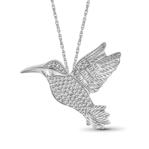 JewelonFire Accent White Diamond Sterling Silver Soaring Bird Pendant