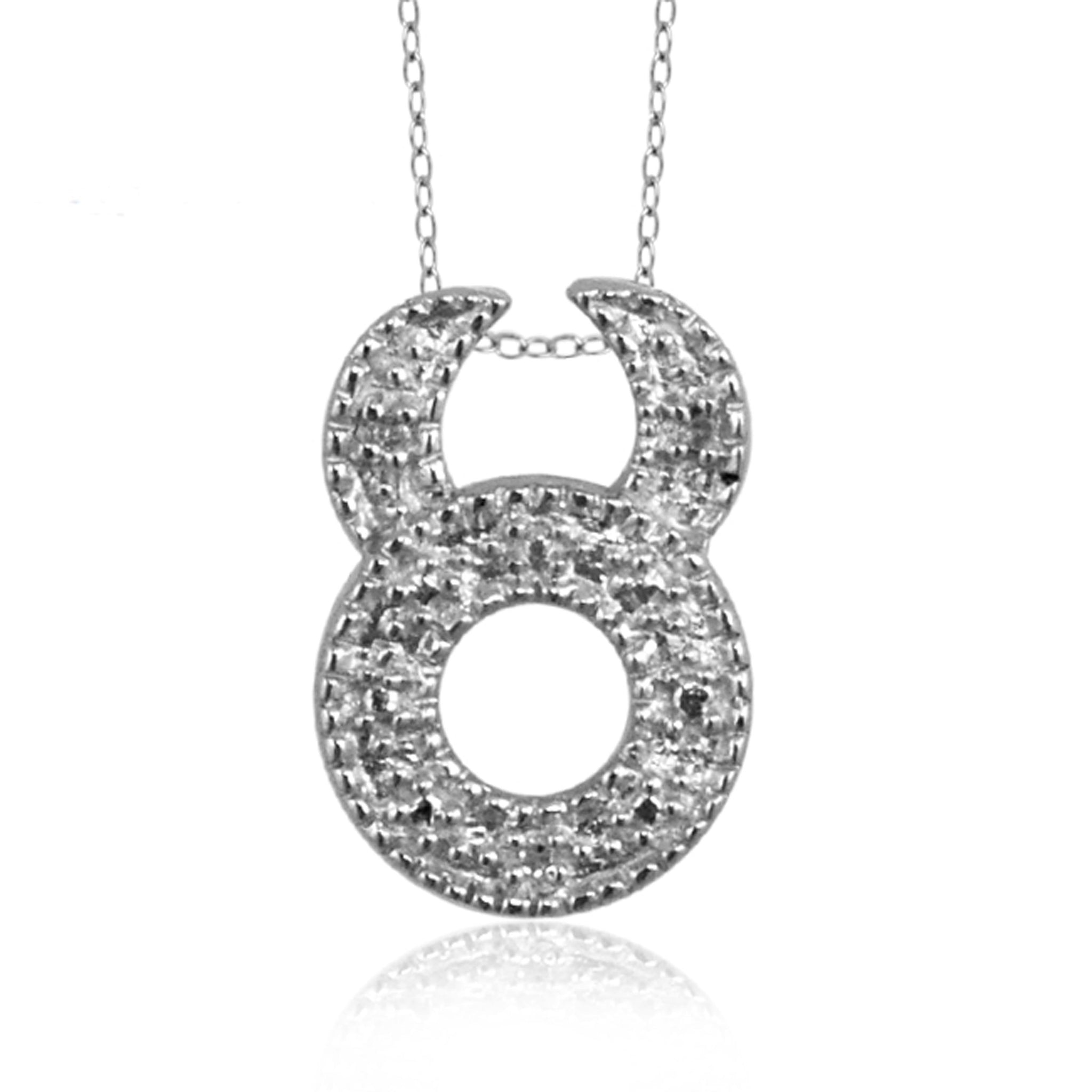 JewelonFire White Diamond Accent Taurus Zodiac Sterling Silver Pendant - Assorted Colors