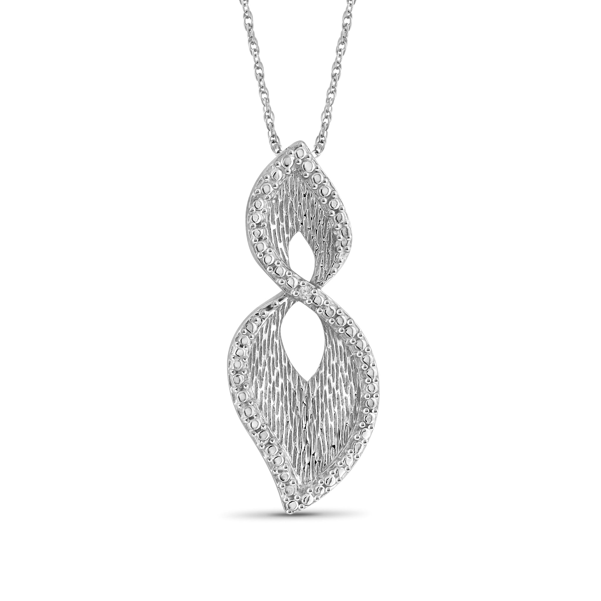 JewelonFire Accent White Diamond Infinity Pendant in Sterling Silver