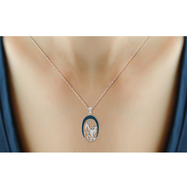 JewelonFire Blue Diamond Accent Sterling Silver Mother and Child Pendant