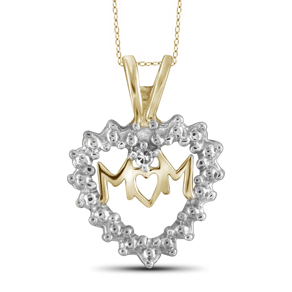 JewelonFire White Diamond Accent Sterling Silver Mother Heart Pendant - Assorted Colors