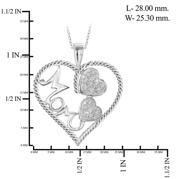 JewelonFire 1/7 Carat T.W. White Diamond Sterling Silver Mother Heart Pendant - Assorted Colors