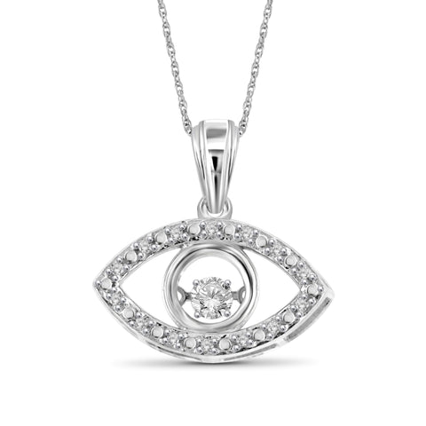 Diamond in the Sky 1/7 Carat T.W. White Diamond Sterling Silver Evil Eye Pendant