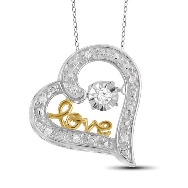 Diamond in the Sky White Diamond Accent Two-tone Sterling Silver Heart Pendant