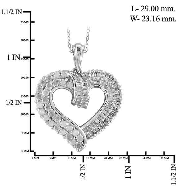 Jewelnova 1.00 Carat T.W. White Diamond 10K Gold Open Heart Pendant - Assorted Colors