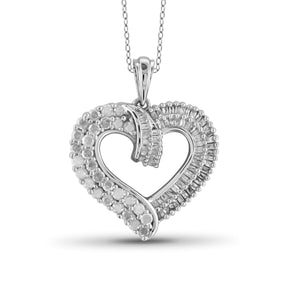 Jewelnova 1.00 Carat T.W. White Diamond 10K Gold Open Heart Pendant - Assorted Colors