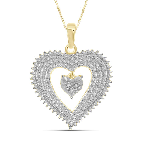 JewelonFire White Diamond Accent 14kt Gold Plated Brass Heart Pendant