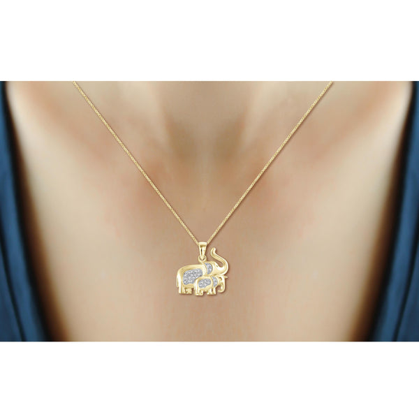 JewelonFire White Diamond Accent 14kt Gold Plated Brass Elephant Pendant