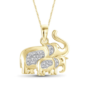 JewelonFire White Diamond Accent 14kt Gold Plated Brass Elephant Pendant