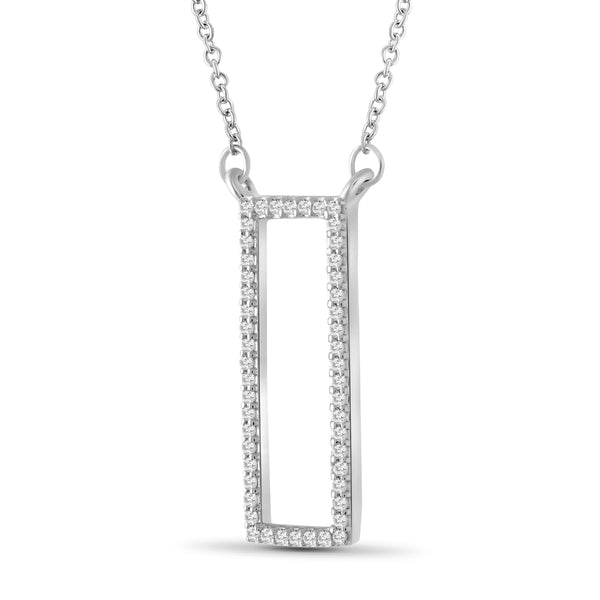 JewelonFire 1/5 Ctw White Diamond Sterling Silver Rectangle Pendant - Assorted Colors