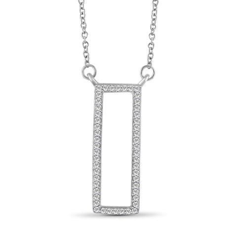 JewelonFire 1/5 Ctw White Diamond Sterling Silver Rectangle Pendant - Assorted Colors