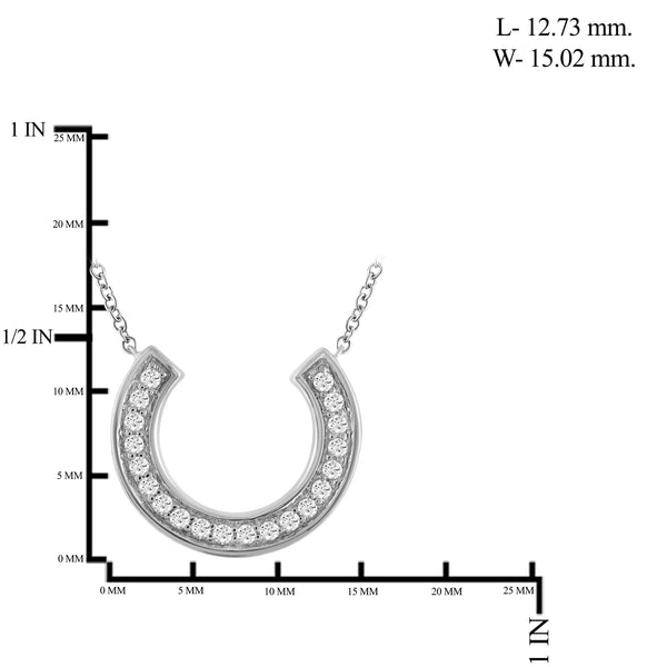 JewelonFire 1/5 Ctw White Diamond Sterling Silver Horseshoe Pendant - Assorted Colors