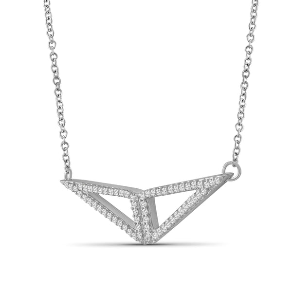 JewelonFire 1/5 Ctw White Diamond Triangle Pendant in Sterling Silver - Assorted Colors