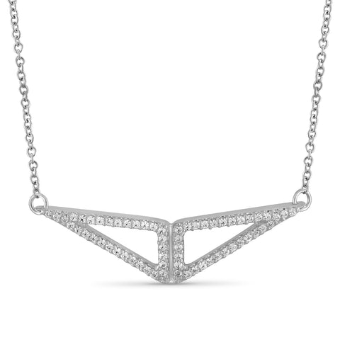 JewelonFire 1/5 Ctw White Diamond Triangle Pendant in Sterling Silver - Assorted Colors