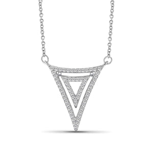 JewelonFire 1/5 Ctw White Diamond Sterling Silver Triangle Pendant - Assorted Colors