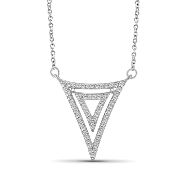 JewelonFire 1/5 Ctw White Diamond Sterling Silver Triangle Pendant - Assorted Colors