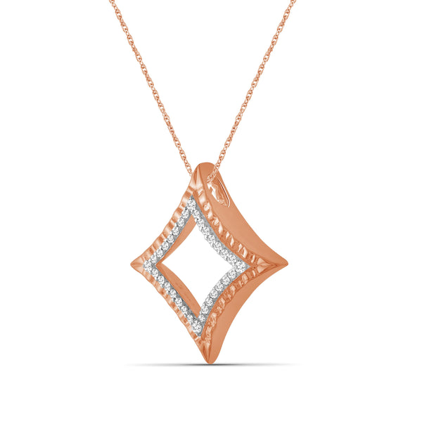 JewelonFire 1/4 Ctw White Diamond Rose Gold over Silver Star Pendant