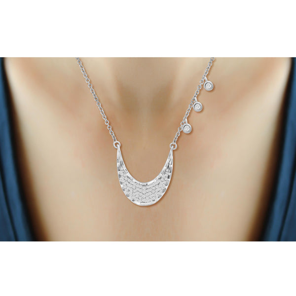 JewelonFire 1/4 Ctw White Diamond Sterling Silver Layer Necklace - Assorted Colors