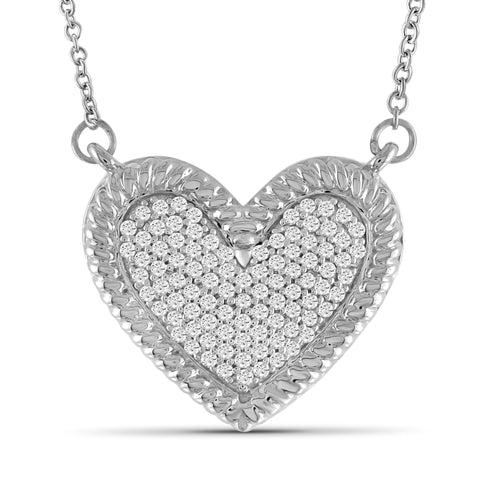 JewelonFire 1/4 Carat T.W. White Diamond Sterling Silver Heart Pendant - Assorted Colors