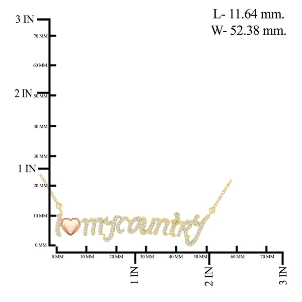 JewelonFire 1/4 Ctw White Diamond Two Tone Sterling Silver "I Love My Country" Pendant