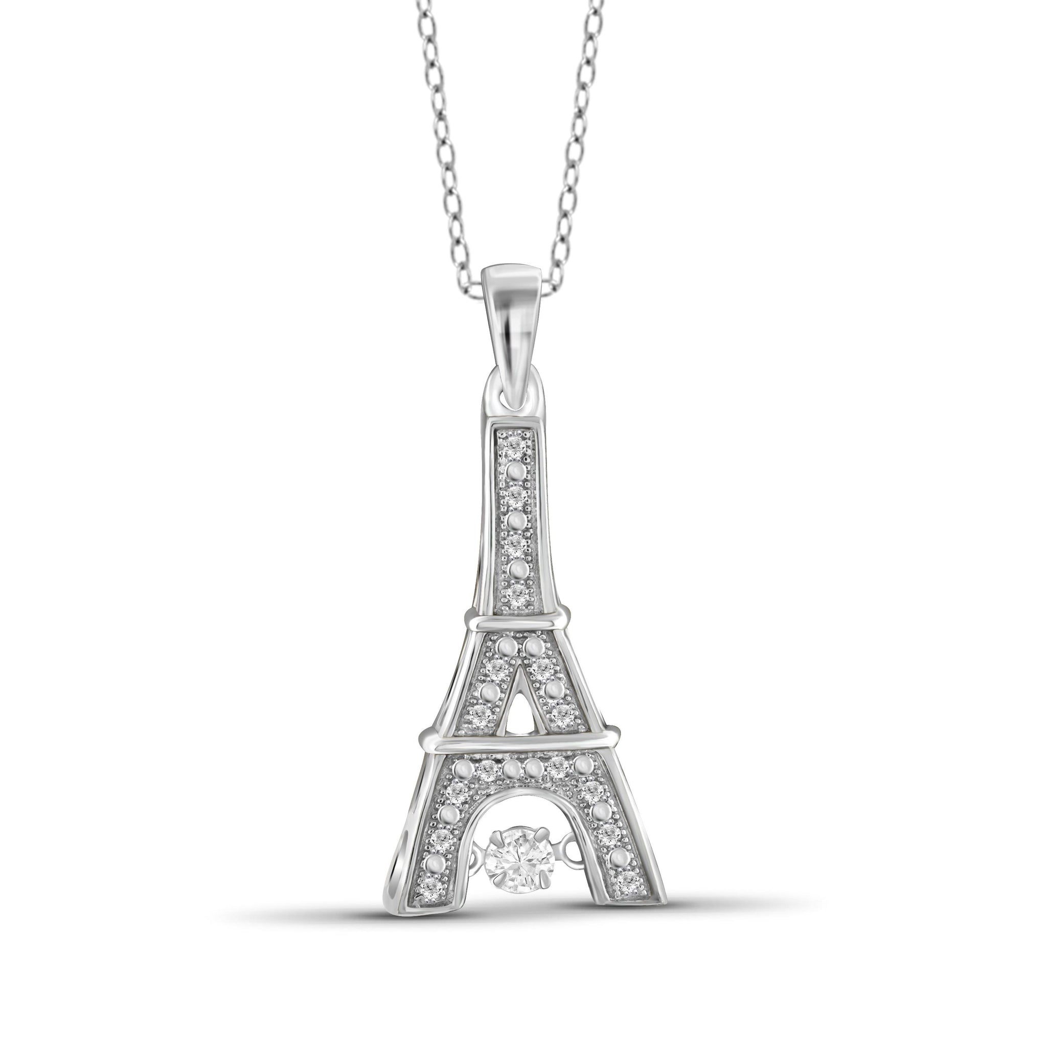 Diamonds in the Sky 1/10 Carat T.W. White Diamond Sterling Silver Eiffel Tower Pendant - Assorted colors