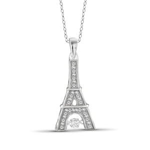 Diamonds in the Sky 1/10 Carat T.W. White Diamond Sterling Silver Eiffel Tower Pendant - Assorted colors