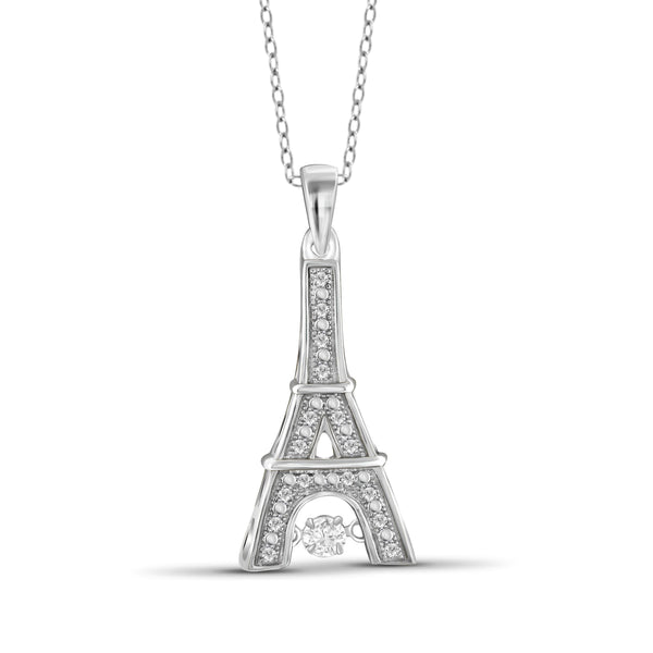 Diamonds in the Sky 1/10 Carat T.W. White Diamond Sterling Silver Eiffel Tower Pendant - Assorted colors