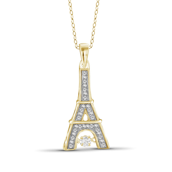 Diamonds in the Sky 1/10 Carat T.W. White Diamond Sterling Silver Eiffel Tower Pendant - Assorted colors