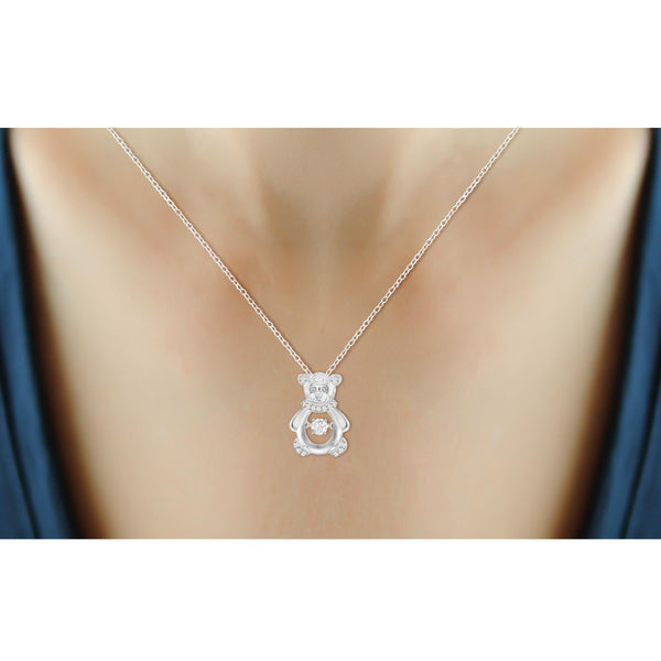 Diamonds in the Sky 1/10 Carat T.W. White Diamond Sterling Silver Teddy Bear Pendant - Assorted Colors