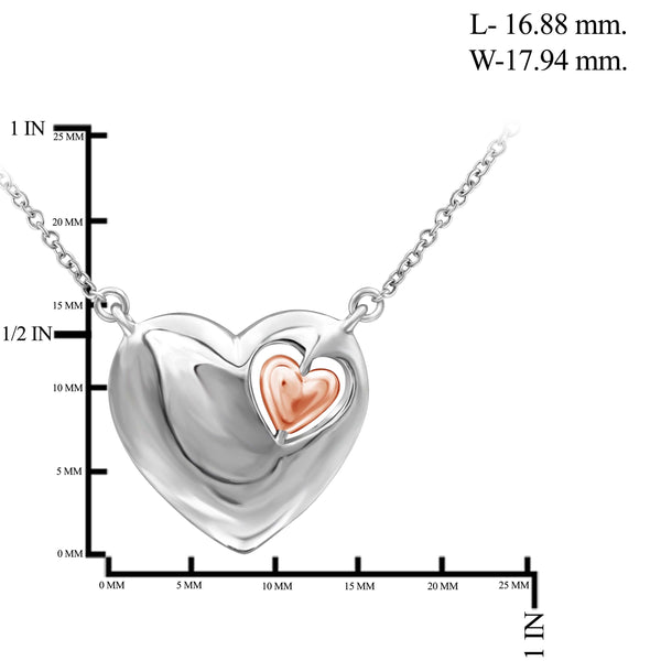 JewelonFire 1/20 Carat T.W. White Diamond Two Tone Silver Heart Pendant