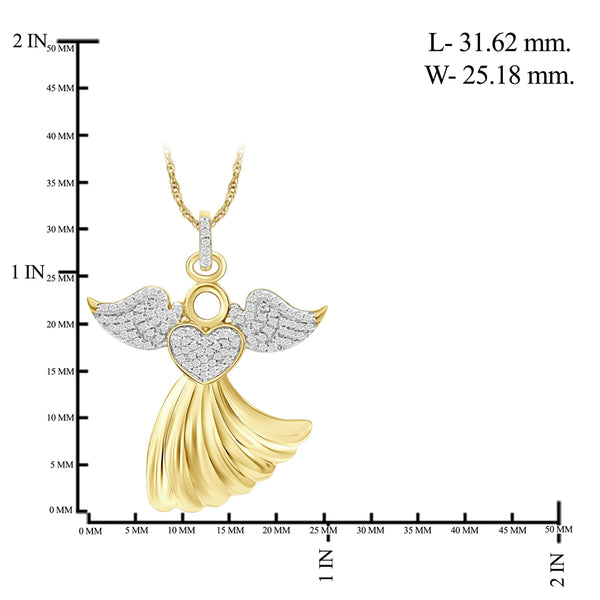 JewelonFire 1/4 Ctw White Diamond Angel Pendant in Sterling Silver - Assorted Finish