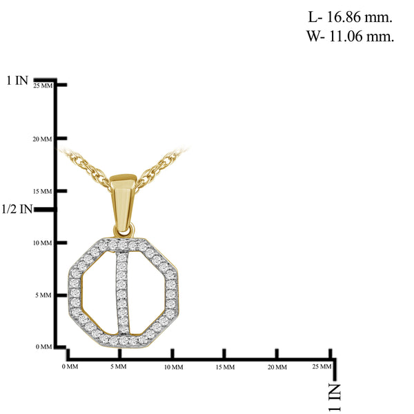 JewelonFire 1/10 Carat T.W. White Diamond Sterling Silver Cross Octagon Pendant - Assorted Colors