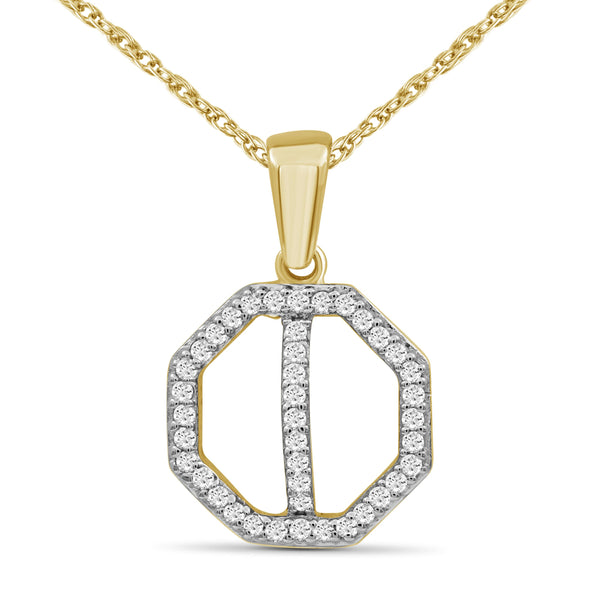 JewelonFire 1/10 Carat T.W. White Diamond Sterling Silver Cross Octagon Pendant - Assorted Colors