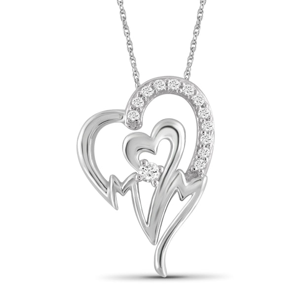 JewelonFire White Diamond Accent Sterling Silver Mom Heart Pendant - Assorted Colors