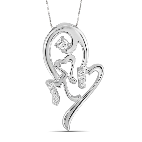 JewelonFire White Diamond Accent Sterling Silver Mom Pendant - Assorted Colors