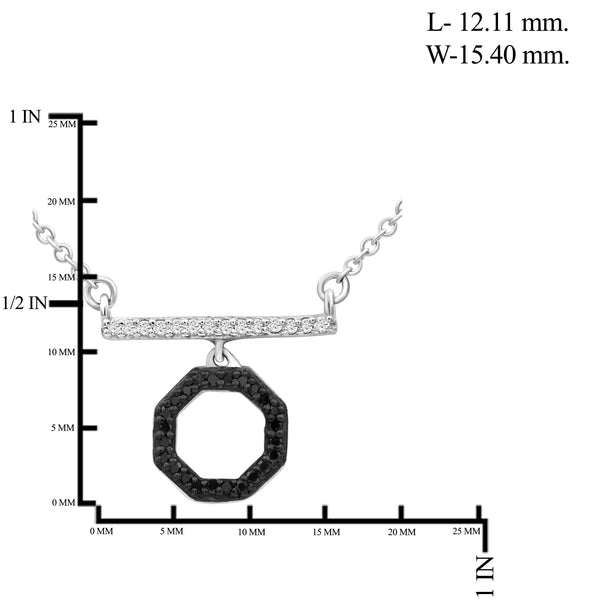 JewelonFire 1/10 Carat T.W. Black And White Diamond Sterling Silver Octagon Necklace - Assorted Colors