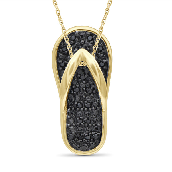 JewelonFire 1/20 Carat T.W. Black Diamond Sterling Silver Flip-Flop Pendant - Assorted Colors