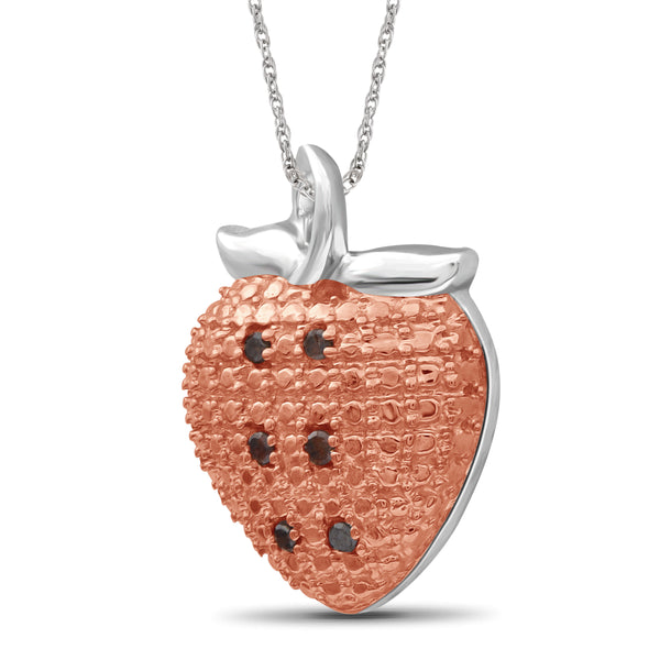 JewelonFire 1/20 Carat T.W. Red Diamond Sterling Silver Strawberry Pendant