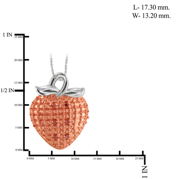 JewelonFire 1/20 Carat T.W. Red Diamond Sterling Silver Strawberry Pendant