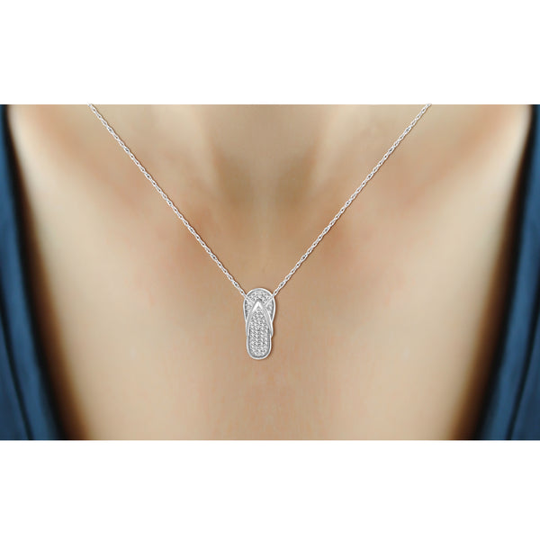 JewelonFire 1/20 Carat T.W. White Diamond Sterling Silver Flip-Flop Pendant - Assorted Colors